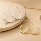 Gold-Plated Drop Teardrop Smooth Polished Teardrop-Shaped Hoops Dangle Earrings Silver 1.61 in E100 product image 3