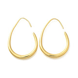 Gold-Plated Drop Teardrop Smooth Polished Teardrop-Shaped Hoops Dangle Earrings Silver 1.61 in E100