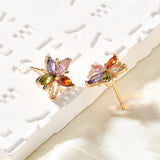 Gold-Plated Cubic Zirconia Star Micro Pave Smooth Flower Marquise Stud Earrings 0.51 in E101 product image 2