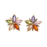 Gold-Plated Cubic Zirconia Star Micro Pave Smooth Flower Marquise Stud Earrings 0.51 in E101 product image 4
