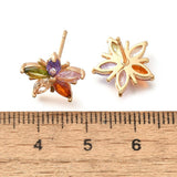 Gold-Plated Cubic Zirconia Star Micro Pave Smooth Flower Marquise Stud Earrings 0.51 in E101 product image 5