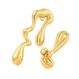 Stainless Steel Womens Shiny Teardrop Flowing Stud Earrings Silver Gold 1.52 in E105