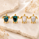18K Gold-Plated Stainless Steel Shell Turtle Smooth Polished Stud Earrings White 0.77 in E109 product image 1