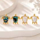 18K Gold-Plated Stainless Steel Shell Turtle Smooth Polished Stud Earrings White 0.77 in E109 product image 2