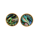 18K Gold-Plated Stainless Steel Shell Flat Round Ocean Smooth Stud Earrings 11mm E110 product image 1