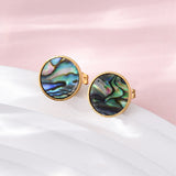 18K Gold-Plated Stainless Steel Shell Flat Round Ocean Smooth Stud Earrings 11mm E110 product image 3