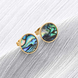 18K Gold-Plated Stainless Steel Shell Flat Round Ocean Smooth Stud Earrings 11mm E110 product image 4