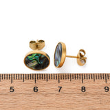 18K Gold-Plated Stainless Steel Shell Flat Round Ocean Smooth Stud Earrings 11mm E110 product image 5