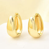 18K Gold-Plated U-shaped Rack Polished Shiny Oval Shape Interlocking Loops Hoop Earrings 0.71 in E111 product image 1
