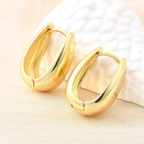 18K Gold-Plated U-shaped Rack Polished Shiny Oval Shape Interlocking Loops Hoop Earrings 0.71 in E111 product image 2