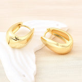18K Gold-Plated U-shaped Rack Polished Shiny Oval Shape Interlocking Loops Hoop Earrings 0.71 in E111 product image 3