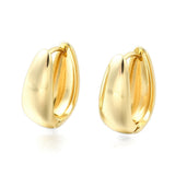 18K Gold-Plated U-shaped Rack Polished Shiny Oval Shape Interlocking Loops Hoop Earrings 0.71 in E111 product image 4
