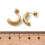Stainless Steel Triple Smooth Shiny Hoop Shape Three Stacked Cylindrical Sections Stud Earrings Gold 0.61 in E112 product