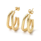 Stainless Steel Two-layer Polished Textured Shiny Snake Stud Earrings Gold 0.98 in E113 product image 4