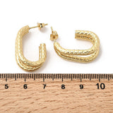 Stainless Steel Two-layer Polished Textured Shiny Snake Stud Earrings Gold 0.98 in E113 product image 5