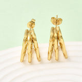 Stainless Steel Square Triple Polished Shiny Hinged Closure Stud Earrings Gold 0.81 in E114 product image 3