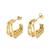 Stainless Steel Square Triple Polished Shiny Hinged Closure Stud Earrings Gold 0.81 in E114 product image 4