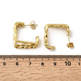Stainless Steel Square Triple Polished Shiny Hinged Closure Stud Earrings Gold 0.81 in E114 product image 5