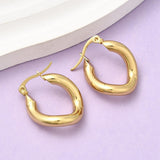 Stainless Steel Oval Polished Shiny Round Hinged Closure Hoop Earrings Gold 0.94 in E115 product image 1