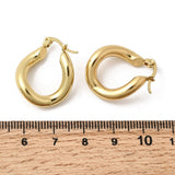 Stainless Steel Oval Polished Shiny Round Hinged Closure Hoop Earrings Gold 0.94 in E115 product image 5