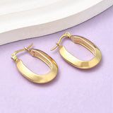 Stainless Steel Oval Smooth Polished Hinged Closure Hoop Earrings Gold 0.96 in E116 product image 1