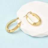 Stainless Steel Oval Smooth Polished Hinged Closure Hoop Earrings Gold 0.96 in E116 product image 2