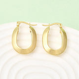 Stainless Steel Oval Smooth Polished Hinged Closure Hoop Earrings Gold 0.96 in E116 product image 3