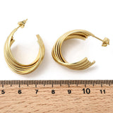Stainless Steel Twist Shiny C-Shaped Hinged Closure Stud Earrings Gold 1.1 in E117 product image 5