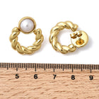 Stainless Steel Pearl Plastic Twist Polished Shiny Round Rope Stud Earrings White Gold 0.85 in E119 product image 5