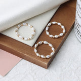 Pearl Stretch Rice Smooth Oval Round Circular Fabric Adjustable Beaded Ring Gold R89 product image 1