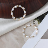 Pearl Stretch Rice Smooth Oval Round Circular Fabric Adjustable Beaded Ring Gold R89 product image 2