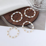 Pearl Stretch Rice Smooth Oval Round Circular Fabric Adjustable Beaded Ring Gold R89 product image 3