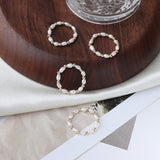Pearl Stretch Rice Smooth Oval Round Circular Fabric Adjustable Beaded Ring Gold R89 product image 4