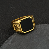 Stainless Steel Tiger Eye Square Agate Size 8-12 Octagonal Ring Black Silver Gold R90