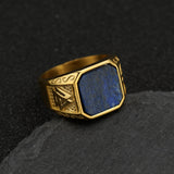Stainless Steel Tiger Eye Square Agate Size 8-12 Octagonal Ring Black Silver Gold R90