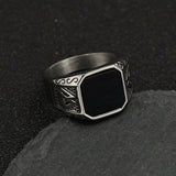 Stainless Steel Tiger Eye Square Agate Size 8-12 Octagonal Ring Black Silver Gold R90