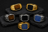 Stainless Steel Tiger Eye Square Agate Size 8-12 Octagonal Ring Black Silver Gold R90 product image 8