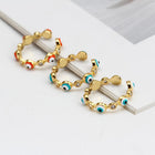 Cubic Zirconia Flat Round Evil Eye Micro Pave Polished Adjustable Cuff Ring Gold Red R91 product image 4