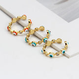Cubic Zirconia Flat Round Evil Eye Micro Pave Polished Adjustable Cuff Ring Gold Red R91 product image 4