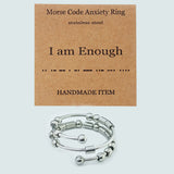 Stainless Steel Rotating Fidget Spinner Calming Worry Smooth Round Toggle Clasp Adjustable Cuff Ring Silver Brown R92