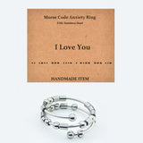 Stainless Steel Rotating Fidget Spinner Calming Worry Smooth Round Toggle Clasp Adjustable Cuff Ring Silver Brown R92