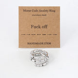 Stainless Steel Rotating Fidget Spinner Calming Worry Smooth Round Toggle Clasp Adjustable Cuff Ring Silver Brown R92