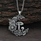 Moon Flower Mushroom Extender Polished Pendant Necklace Antique Silver 19.69 in N75 product image 1