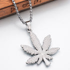 Stainless Steel Leaf Mens Marijuana Chain Bail Pendant Necklace Silver 23.62 in N81 product image 1