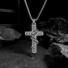Stainless Steel Cross Snake Mens Polished Pendant Necklace Antique Silver 23.62 in N83 product image 1