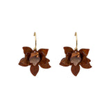 Acrylic Flower Peru Iron Smooth Glossy Dangle Stud Earrings Green White Gold 2.68 in E122