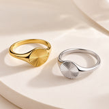 Stainless Steel Flat Round Size 6-10 Smooth Circular Radiating Lines Petals Ring Silver Gold R94 product image 1
