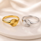 Stainless Steel Flat Round Size 6-10 Smooth Circular Radiating Lines Petals Ring Silver Gold R94 product image 3