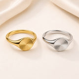 Stainless Steel Flat Round Size 6-10 Smooth Circular Radiating Lines Petals Ring Silver Gold R94 product image 4