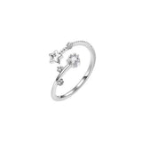 Rhinestone Star Crystal Womens Polished Flower Floral Adjustable Open Ring Silver R95 product image 1
